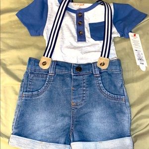Cat and Jack outfit 6-9 months with suspenders